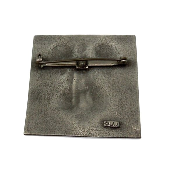 LION FACE Brooch Pin Silver Tone Metal by JJ Vintage 1.7 x 1.7" - Picture 3 of 7